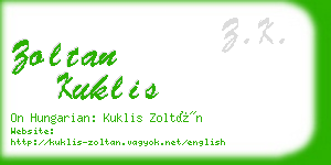 zoltan kuklis business card